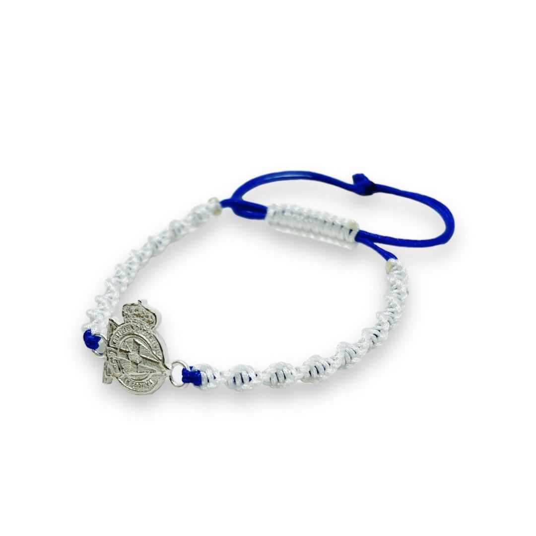 DOUBLE SILVER SHIELD BRACELET - BLUE/WHITE
