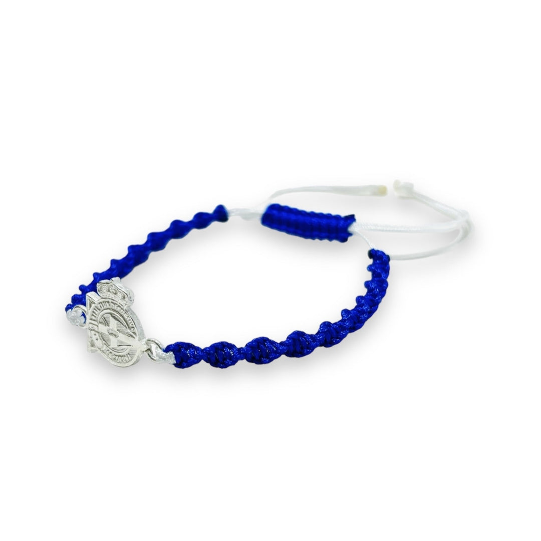 DOUBLE BLUE AND WHITE BRACELET SILVER SHIELD - BLUE AND WHITE