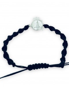 pulsera-deportivo-de-la-coruña-pulsera-nylon-negra-escudo-dépor-plata-pulseras-adulto-unisex-regalo-original