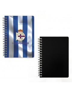 cuadero-deportivo-de-la-coruña-tamaño-a6-cuadritos-bandera-ondeando-dépor-cuadernos-cuadritos-material-escolar-depor