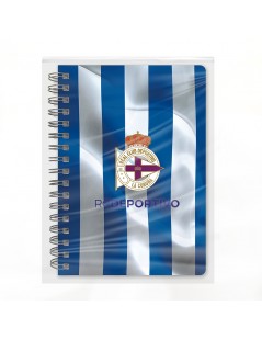cuadero-deportivo-de-la-coruña-tamaño-a6-cuadritos-bandera-ondeando-dépor-cuadernos-cuadritos-material-escolar-depor