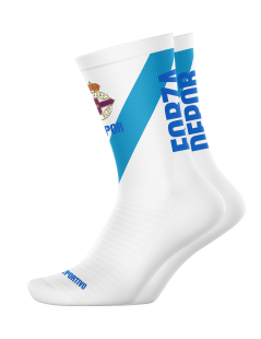 Calcetín-tecnico-deportivo-de-la-coruña-blanco-azul-escudo-FORZA-DEPOR-calcetines-deporte-compresivos-transpirables