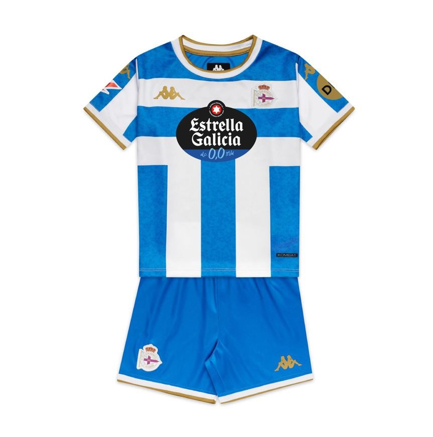 Sets_KID UNISEX_BABY KIT 2026 HOME DEPORTIVO_Shorts / T-Shirt_Blue-White-Gold-SPONSOR 1 - Photo