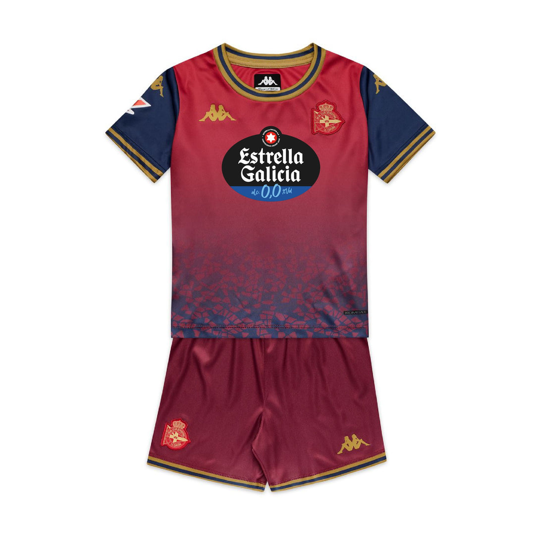 Sets_BOY_KIT 2026 AWAY DEPORTIVO_Shorts / T-Shirt_Red-Blue Dk-Gold-SPONSOR 1 - Photo