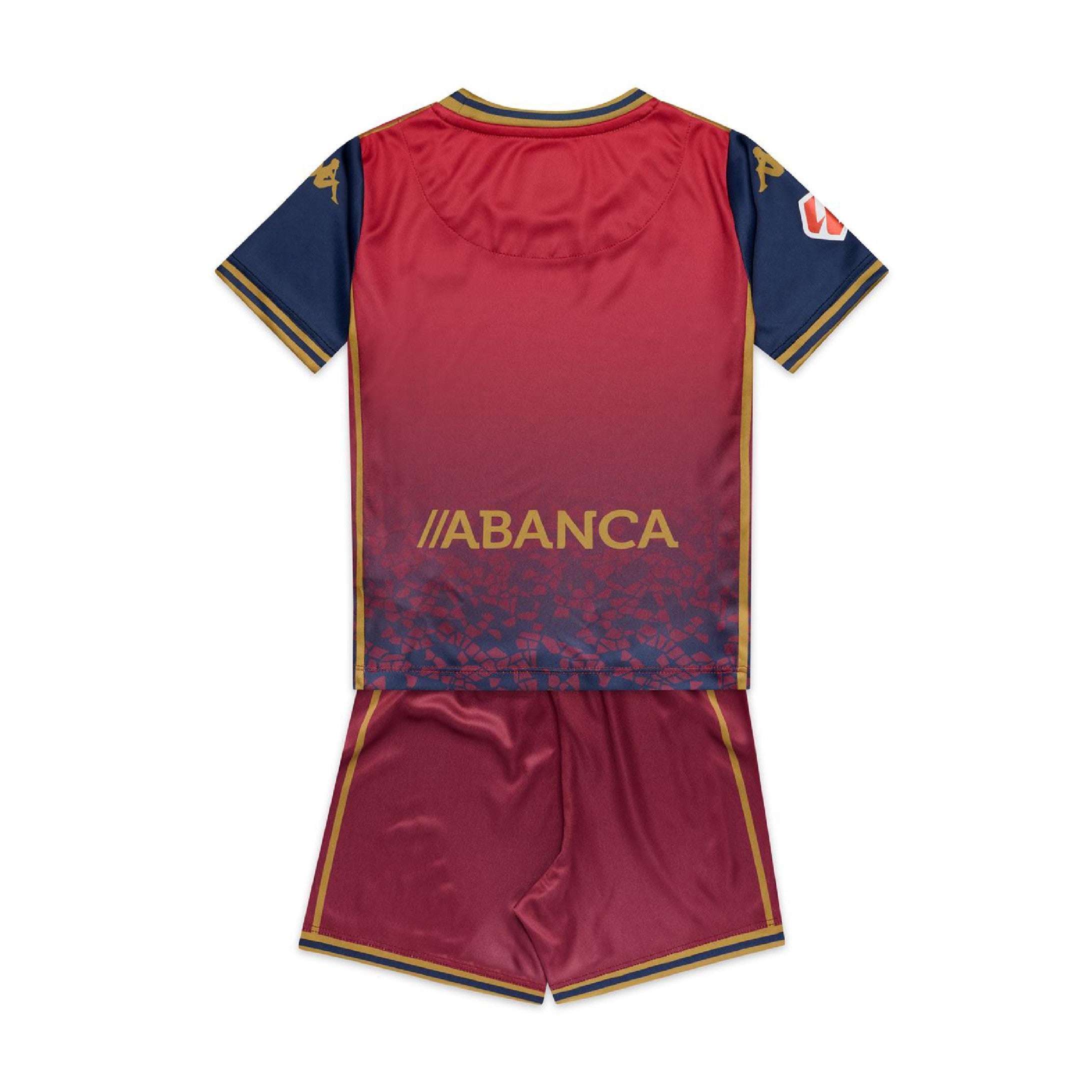 Sets Boy KIT 2026 AWAY DEPORTIVO Red-Blue Dk-Gold-SPONSOR 1 Kappa