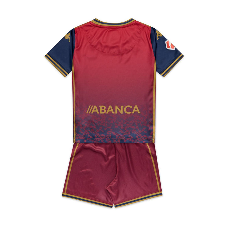 Sets_BOY_KIT 2026 AWAY DEPORTIVO_Shorts / T-Shirt_Red-Blue Dk-Gold-SPONSOR 1 - DressedBack