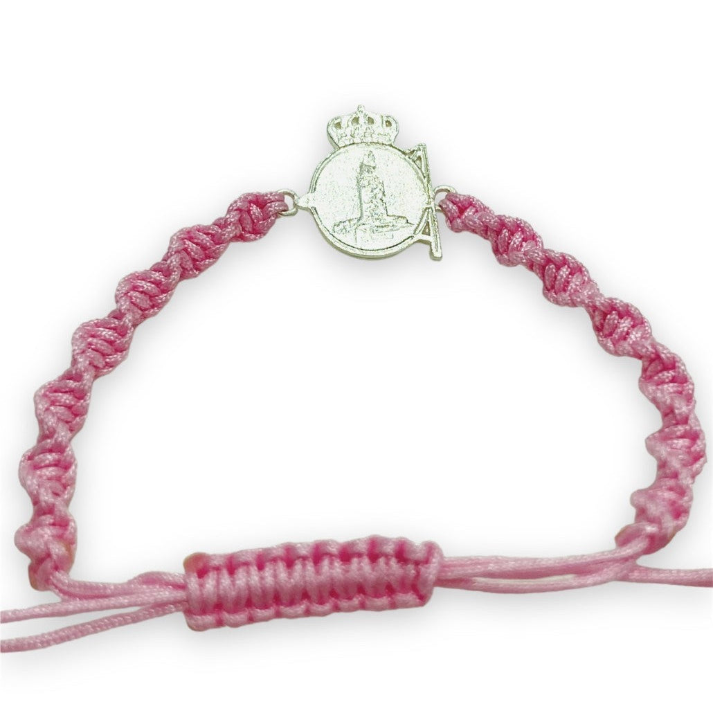 PULSERA DE NYLON JR - ROSA Y PLATA