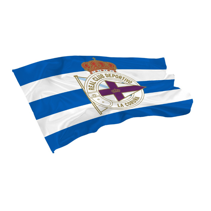 BANDERA GRANDE RAYAS HORIZONTALES ESCUDO - AZUL/BLANCO