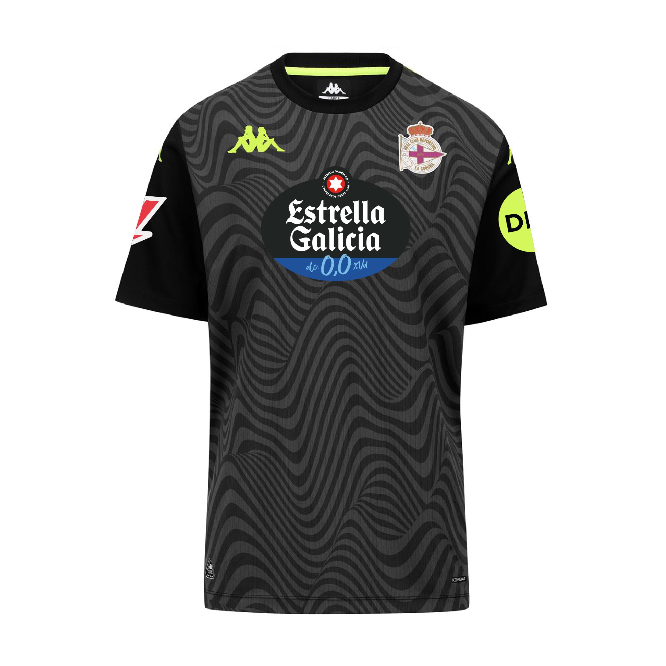 Active Jerseys Man 2026 GK DEPORTIVO Black-Yellow Neon-SPONSOR 2 Kappa