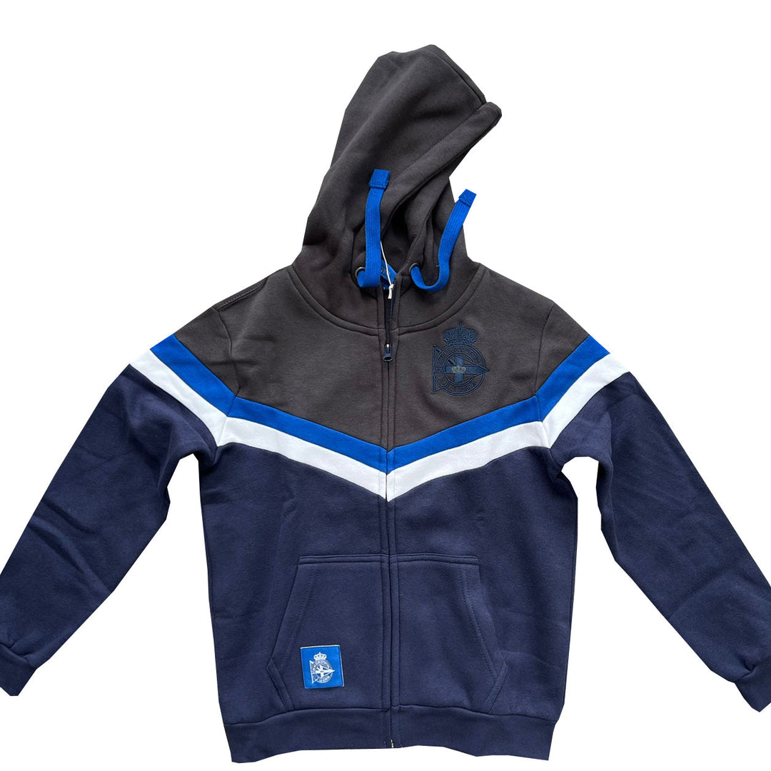 SUDADERA PREMIUM CON CUSTOMIZACION BORDADA CON CREMALLERA  - AZUL MARINO Y GRIS 01