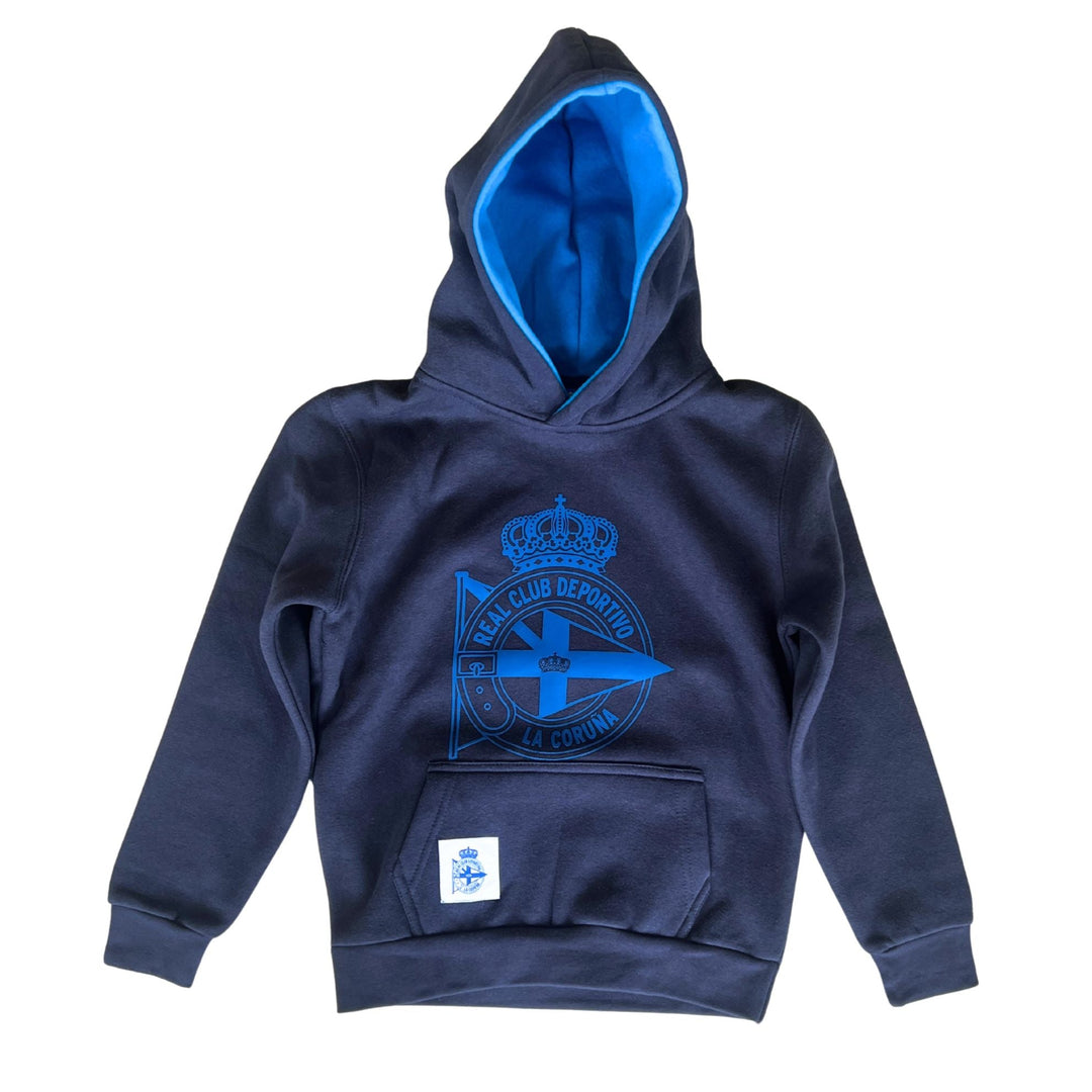 SUDADERA CON ESCUDO PECHO DEPORTIVO DE LA CORUÑA - AZUL MARINO 01